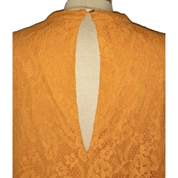 TORRID Plus Size 2 2X Shift Dress Orange Floral Lace Sleeveless - Picture 6 of 7